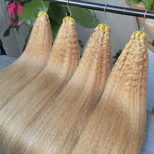 YiWigs Kinky Straight #27 Human Hair Double Drawn Natural 12A Grade Virgin Weave Human Hair Raw Bundles