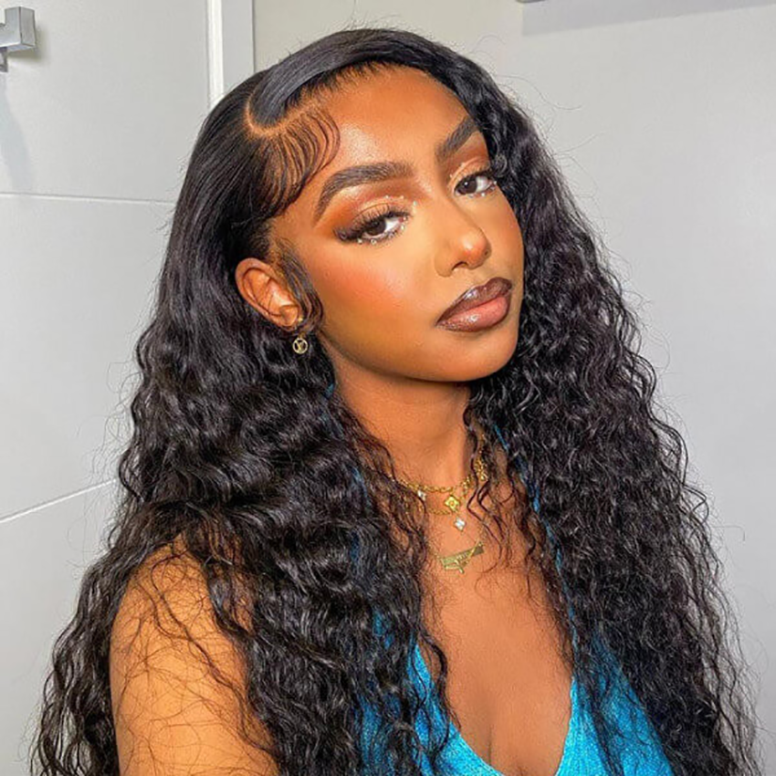 Glueless Water Wave 4*4Transparent Lace Closure Wigs For Women YiWigs