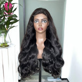 200% Mega Density | Natural Black Body Wave 4*4 Closure Lace Long Wig 100% Human Hair Double Drawn Wigs