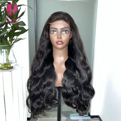 200% Mega Density | Natural Black Body Wave 4*4 Closure Lace Long Wig 100% Human Hair Double Drawn Wigs