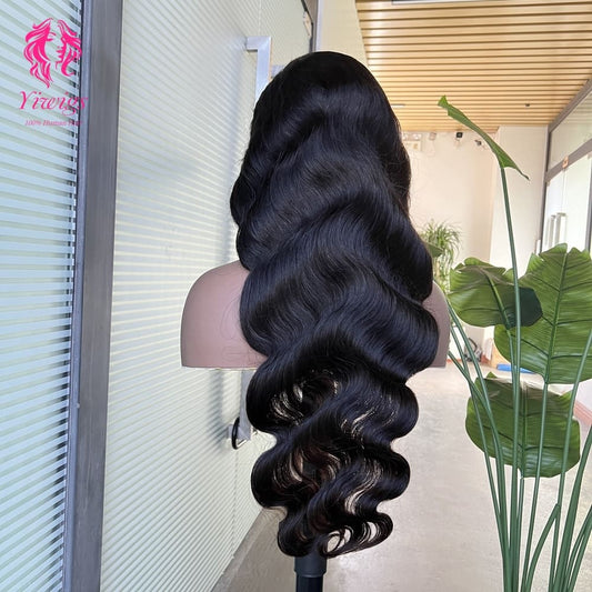 4*4 Lace Closures Wigs Nature Black Body Wave Wigs 180% Density