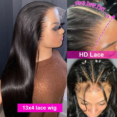 Deep Wave 13*4 HD Lace Invisible Lace Front Human Double Drawn Hair Wigs 10-30 inch YiWigs