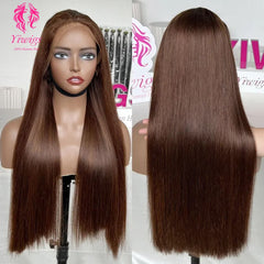 Lace Frontal Wig Straight Wig 13*4 HD Human Hair Wigs #4 Dark Brown