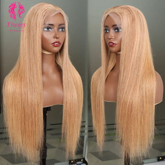 YiWigs #27 Honey Blonde Wig Colored Straight 13*4 HD Transparent Lace Front Wigs 100% Human Hair Wigs