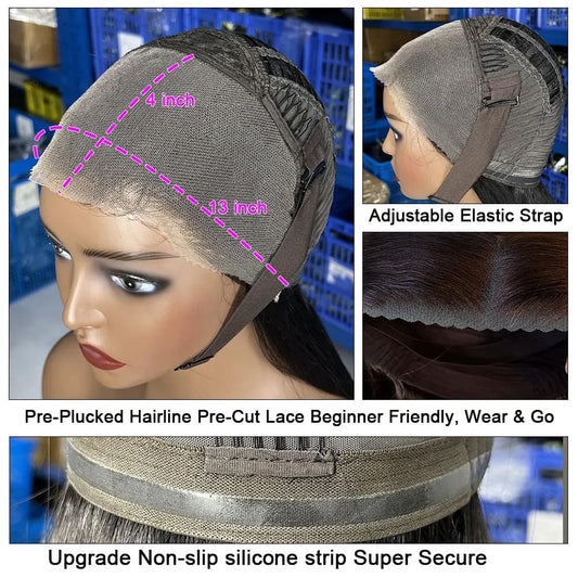 YiWigs Glueless Wigs Human Hair Lace Front Brazilian Straight 13*4 Lace Closure Wig Ready to Wear Pre Cut Pre Plucked Wigs