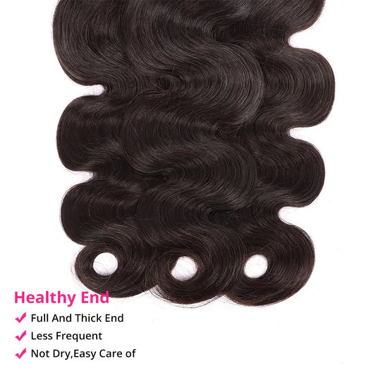 Human Primary Hair Body Wave Braids Natural Black Set YiWigs