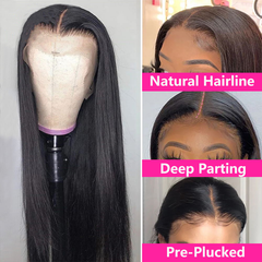 Glueless Straight 4*4Transparent Lace Closure Wigs For Women YiWigs