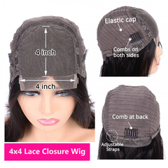 Glueless Water Wave 4*4Transparent Lace Closure Wigs For Women YiWigs