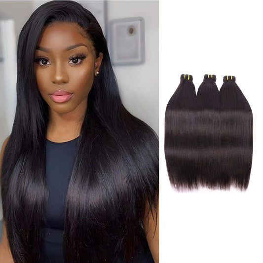 Yiwigs Light Yaki Straight Hair Bundles 12A Grade 100% Virgin Cuticle Aligned Human Hair Weaving Natural Color
