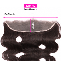 Body Wave Weave 3 Bundles With 13*4 HD Lace Frontal Closure Unprocessed Human Hair YiWigs