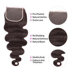 100% Human Virgin Hair Body Wave 4*4HD Transparent Lace Closure YiWigs