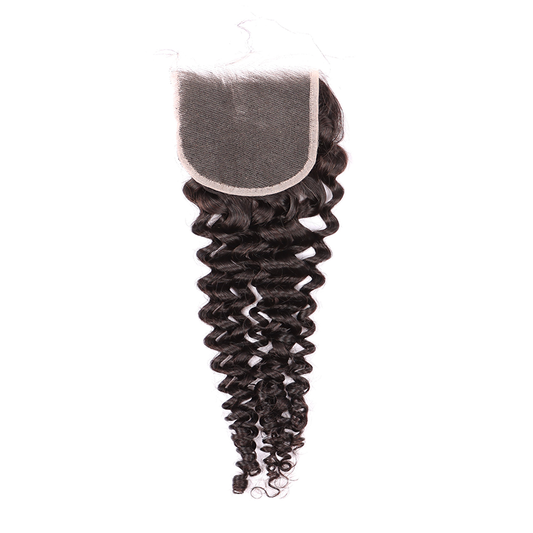 Deep Curly Human Hair 4*4 HD Invisible Transparent Lace Closure Human  Hair Closure YiWigs
