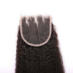 3 Bundles Human Virgin Hair Kinky Straight Weave With 4*4 HD Lace Frontal YiWigs