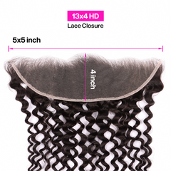 Deep Curly Wave Weave 3 Bundles With 13*4 HD Lace Frontal Closure Unprocessed Human Hair YiWigs