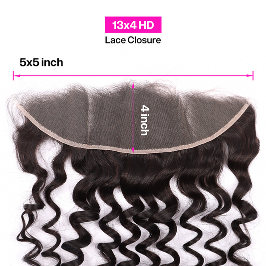 3 Bundles Human Virgin Hair Deep Wave With Invisible 13*4 HD Lace Frontal YiWigs