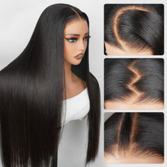 YiWigs Straight HD Lace Front Human Hair Wigs Double Drawn Hair 13x4 Transparent Lace Hair Wigs Pre Plucked Wigs For Women