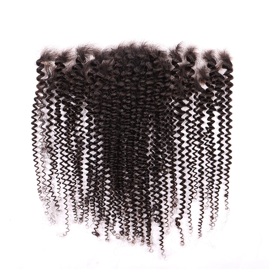 Double Drawn 3 Bundles Aesthetics Human Virgin Hair Kinky Curly Weave With 13*4 HD Lace Frontal YiWigs