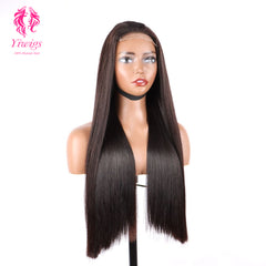 200% Mega Density | Natural Black Straight 4*4 Closure Lace Long Wig 100% Human Hair Double Drawn Wigs