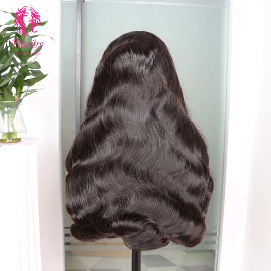 200% Mega Density | Natural Black Body Wave 4*4 Closure Lace Long Wig 100% Human Hair Double Drawn Wigs