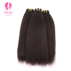 Yiwigs Kinky Straight Hair Bundles 12A Grade 100% Virgin Cuticle Aligned Human Hair Weaving Natural Color