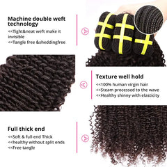 Kinky Curly Weave Human Virgin Hair Natural Black Set YiWigs