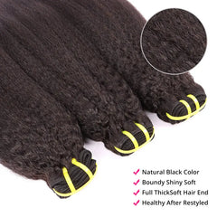 Kinky Straight Weave Human Virgin Hair Natural Black Set YiWigs