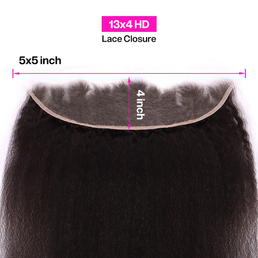 Kinky Straight 3 Bundles With 13*4 HD Lace Frontal Closure Unprocessed Human Hair YiWigs
