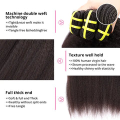 Kinky Straight Weave Human Virgin Hair Natural Black Set YiWigs