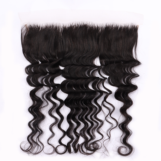 100% Human Virgin Hair Deep Wave 13*4 Transparent Lace Frontal YiWigs