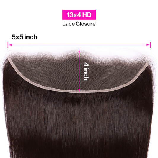 Straight Weave 3 Bundles With 13*4 HD Lace Frontal Closure Unprocessed Human Hair YiWigs
