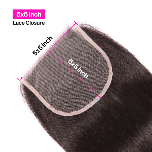 1pc 5*5HD Lace Frontal with 3 Bundles Straight Virgin Hair Weft YiWigs