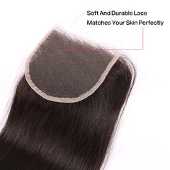 Straight Human Hair 4*4 HD Invisible Transparent Lace Closure Human Hair Closure YiWigs