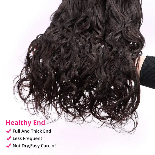 Unprocessed Virgin Human Hair Natural Black Water Wave Hair Single Bundle YiWigs