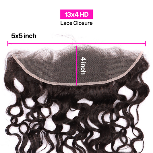 Water Wave Weave 3 Bundles With 13*4 HD Lace Frontal Closure Unprocessed Human Hair YiWigs
