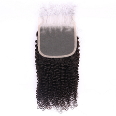 100% Human Virgin Hair Kinky Curly 4*4 Transparent Lace Closure YiWigs