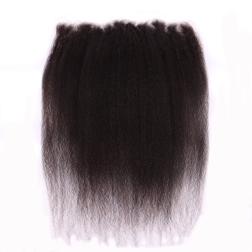 Kinky Straight Virgin Human Hair 13*4 HD Lace Frontal Relaxed Hair YiWigs