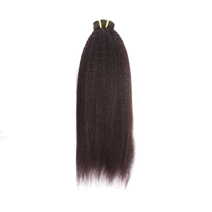 Kinky Straight Weave Human Virgin Hair Natural Black Set YiWigs