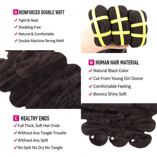 Yiwigs Body Wave Hair Bundles 12A Grade 100% Virgin Cuticle Aligned Human Hair Natural Weaving