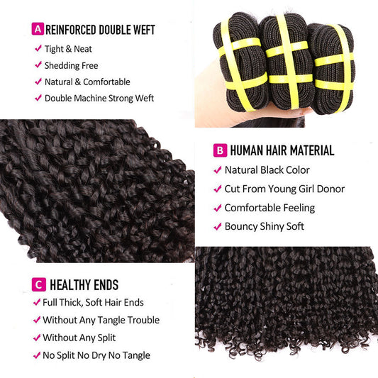Yiwigs Pixie Curly Hair Bundles 12A Grade 100% Virgin Cuticle Aligned Human Hair Weaving Natural Color