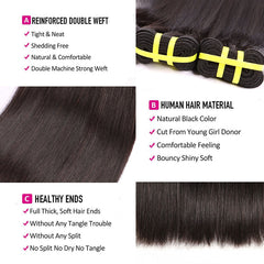 Yiwigs Silk Straight Hair Bundles 12A Grade 100% Virgin Cuticle Aligned Human Hair Natural Weaving
