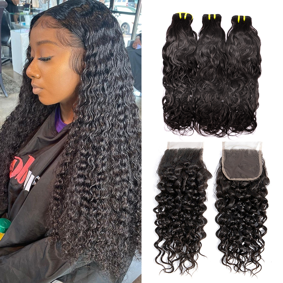 Human Primary Hair Water Wave 4*4 HD Lace Hair Clips YiWigs