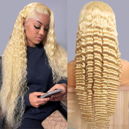 YiWigs #613 Blonde Deep Wave Wigs 13*4 Lace Front Human Hair Wigs 613 HD Lace Frontal Wig With Baby Hair