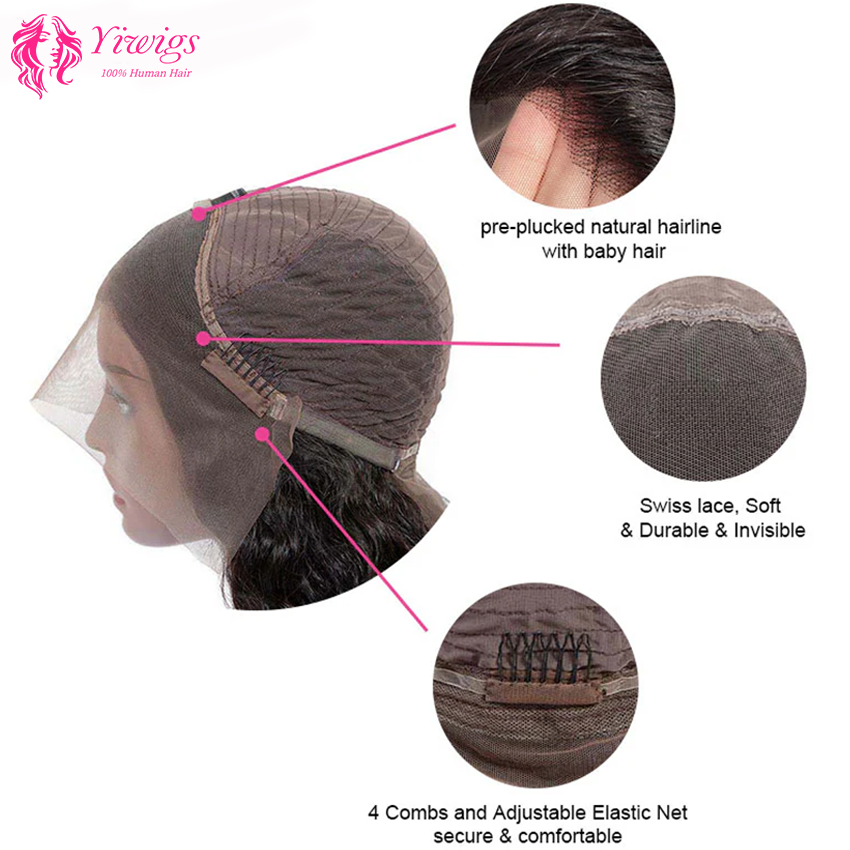 Deep Wave Long Hair Transparent Invisible Lace 13*4 Wigs For Women Human Hair Long Wigs YiWigs