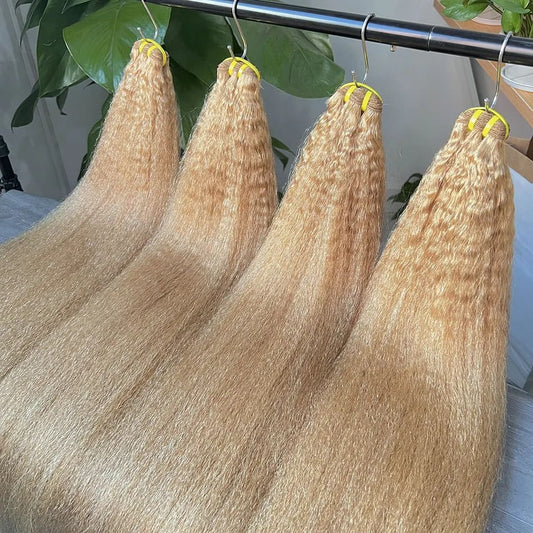 YiWigs Kinky Straight #27 Human Hair Double Drawn Natural 12A Grade Virgin Weave Human Hair Raw Bundles