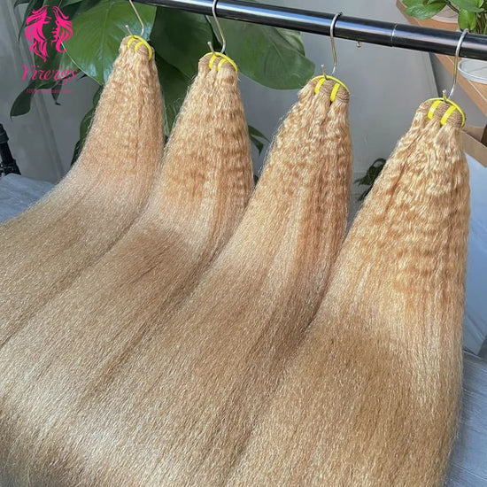 YiWigs Kinky Straight #27 Human Hair Double Drawn Natural 12A Grade Virgin Weave Human Hair Raw Bundles
