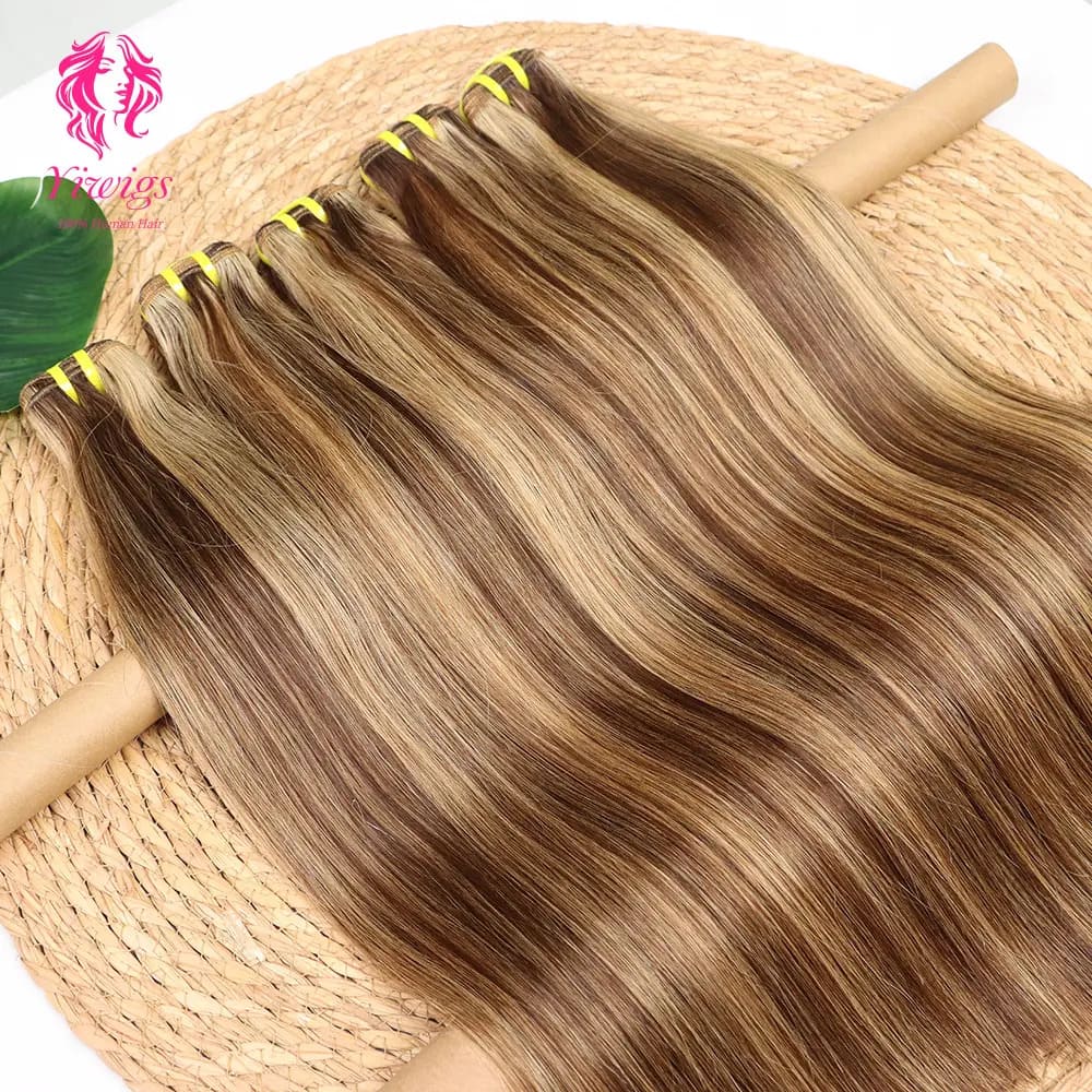 YiWigs Straight #P4-27 Human Hair Double Drawn Natural 12A Grade Virgin Weave Human Hair Raw Bundles