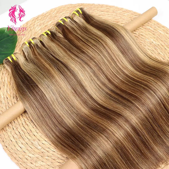 YiWigs Straight #P4-27 Human Hair Double Drawn Natural 12A Grade Virgin Weave Human Hair Raw Bundles