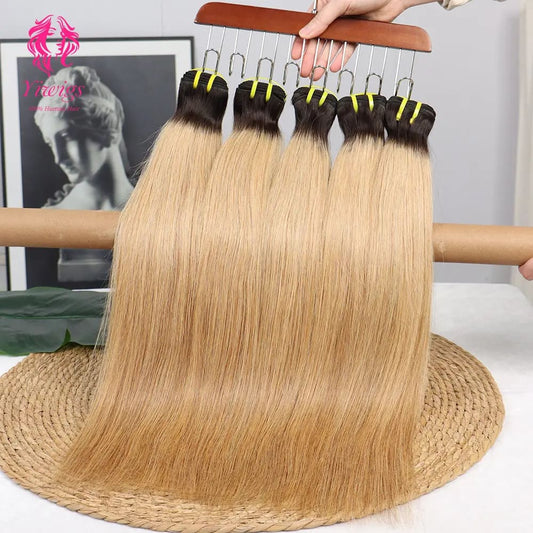 YiWigs Straight #1B-27 Human Hair Double Drawn Natural 12A Grade Virgin Weave Human Hair Raw Bundles