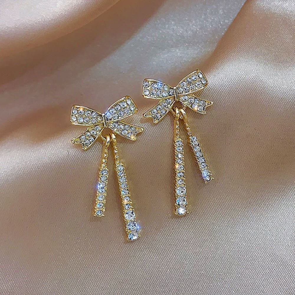 Bow Tassel Diamond Earrings