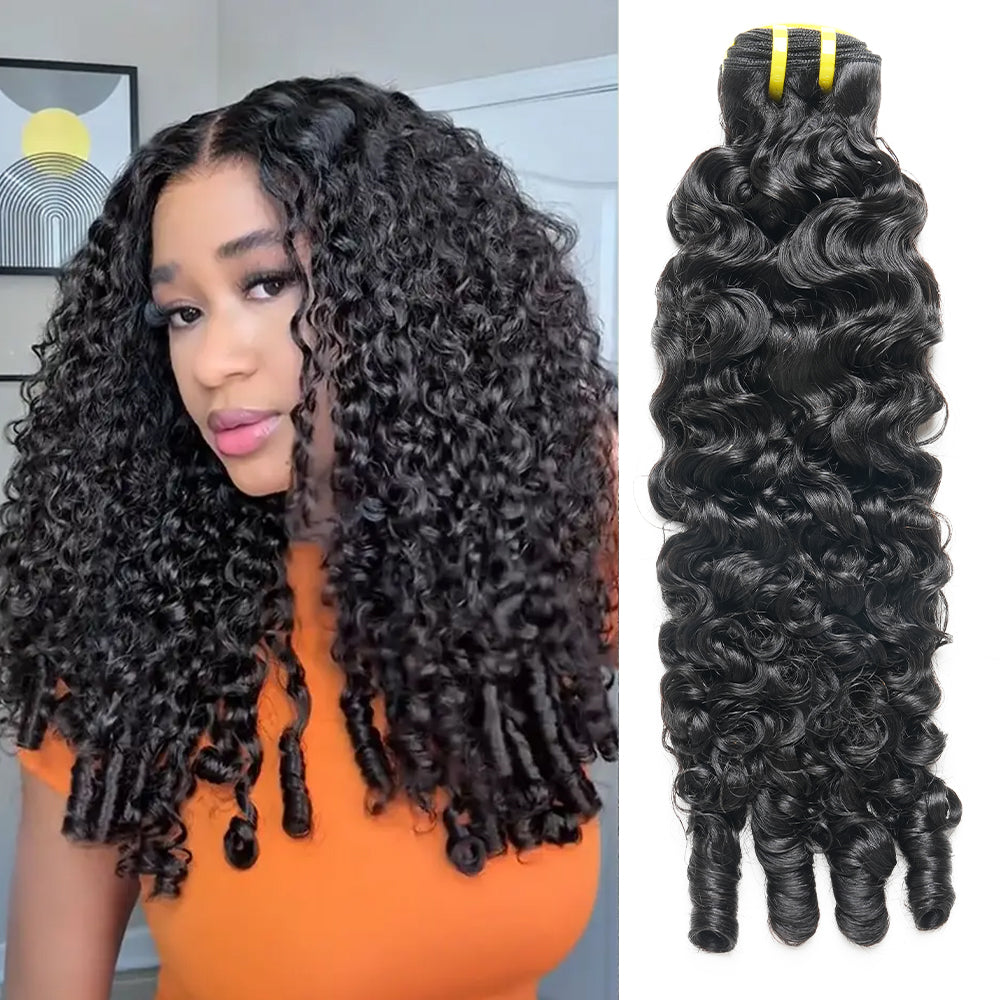 Yiwigs Burmese Curly Human Hair Bundles with Spiral Ends Natural Black 100% Virgin Hair Weave Bundles for Wholesale